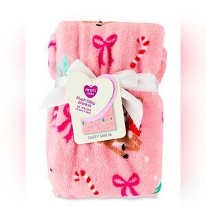 Nwt Parent's Choice Sassy Santa Baby Blanket, Pink, 30" x 36"